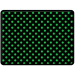 Polka Dots - Dark Pastel Green on Black Double Sided Fleece Blanket (Large) (Two Sides)