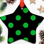 Polka Dots - Dark Pastel Green on Black Ornament (Star)