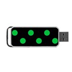 Polka Dots - Dark Pastel Green on Black Portable USB Flash (One Side)