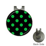 Polka Dots - Dark Pastel Green on Black Golf Ball Marker Hat Clip