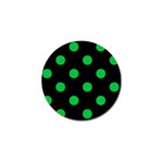 Polka Dots - Dark Pastel Green on Black Golf Ball Marker