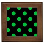 Polka Dots - Dark Pastel Green on Black Framed Tile