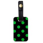 Polka Dots - Dark Pastel Green on Black Luggage Tag (One Side)