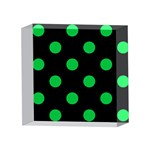Polka Dots - Dark Pastel Green on Black 4 x 4  Acrylic Photo Block