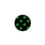 Polka Dots - Dark Pastel Green on Black 1  Mini Button