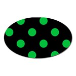 Polka Dots - Dark Pastel Green on Black Magnet (Oval)
