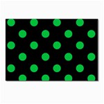 Polka Dots - Dark Pastel Green on Black Postcard 4 x 6  (Pkg of 10)