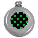 Polka Dots - Dark Pastel Green on Black Hip Flask (5 oz)