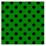 Polka Dots - Black on Green Large Satin Scarf (Square)