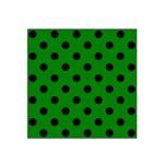 Polka Dots - Black on Green Satin Bandana Scarf