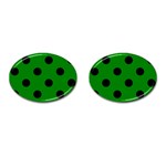 Polka Dots - Black on Green Cufflinks (Oval)