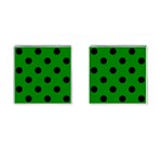 Polka Dots - Black on Green Cufflinks (Square)