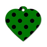 Polka Dots - Black on Green Dog Tag Heart (Two Sides)