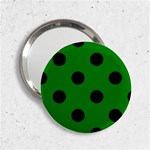 Polka Dots - Black on Green 2.25  Handbag Mirror
