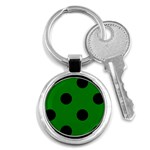 Polka Dots - Black on Green Key Chain (Round)