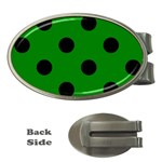 Polka Dots - Black on Green Money Clip (Oval)
