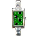 Polka Dots - Black on Green Rectangle Italian Charm Watch