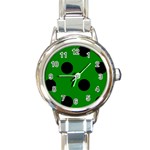 Polka Dots - Black on Green Round Italian Charm Watch