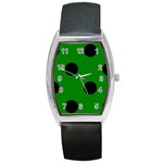 Polka Dots - Black on Green Barrel Style Metal Watch