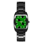 Polka Dots - Black on Green Stainless Steel Barrel Watch