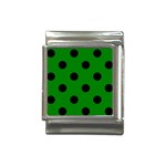 Polka Dots - Black on Green Italian Charm (13mm)