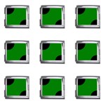 Polka Dots - Black on Green Mega Link Italian Charm (9 pack)