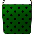 Polka Dots - Black on Green Flap Closure Messenger Bag (S)