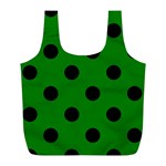 Polka Dots - Black on Green Full Print Recycle Bag (L)