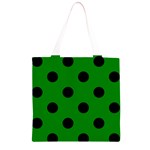 Polka Dots - Black on Green Grocery Light Tote Bag