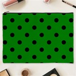 Polka Dots - Black on Green Cosmetic Bag (XXXL)