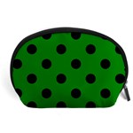 Polka Dots - Black on Green Accessory Pouch (Large)
