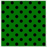 Polka Dots - Black on Green Canvas 16  x 16 