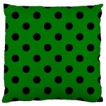 Polka Dots - Black on Green Large Cushion Case (One Side)
