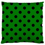 Polka Dots - Black on Green Standard Flano Cushion Case (Two Sides)