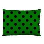 Polka Dots - Black on Green Pillow Case (One Side)
