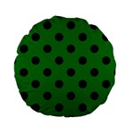 Polka Dots - Black on Green Standard 15  Premium Round Cushion