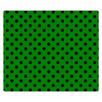 Polka Dots - Black on Green Double Sided Flano Blanket (Small)