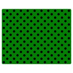 Polka Dots - Black on Green Double Sided Flano Blanket (Medium)