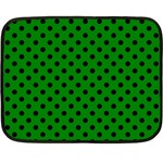 Polka Dots - Black on Green Double Sided Fleece Blanket (Mini)