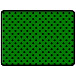 Polka Dots - Black on Green Fleece Blanket (Large) (One Side)