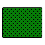 Polka Dots - Black on Green Fleece Blanket (Small) (One Side)