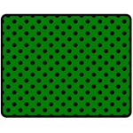 Polka Dots - Black on Green Double Sided Fleece Blanket (Medium) (Two Sides)
