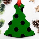 Polka Dots - Black on Green Ornament (Christmas Tree)
