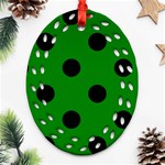 Polka Dots - Black on Green Oval Filigree Ornament (Two Sides)