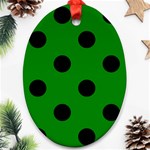 Polka Dots - Black on Green Oval Ornament (Two Sides)