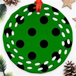 Polka Dots - Black on Green Ornament (Round Filigree)