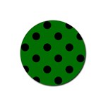Polka Dots - Black on Green Rubber Round Coaster (4 pack)