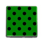 Polka Dots - Black on Green Memory Card Reader (Square)