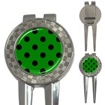 Polka Dots - Black on Green 3-in-1 Golf Divot