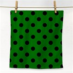 Polka Dots - Black on Green Face Towel